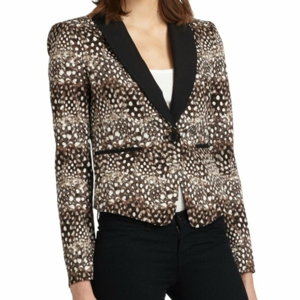 BCBGMaxAzria Black and Brown Patterned Blazer